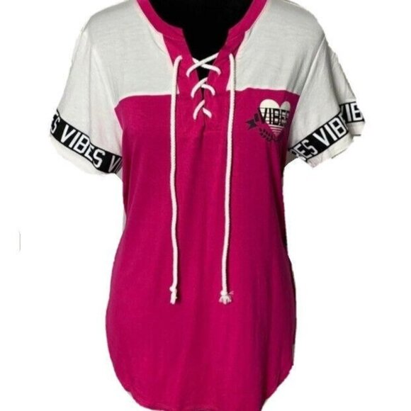 No Boundaries Summer Vibes TShirt Top Size L Colorblock Spellout Short Sleeve - Picture 1 of 7